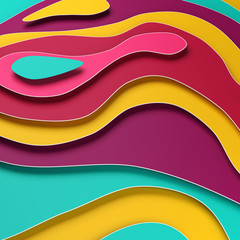 3D abstract background with paper cut shapes. Smooth shapes illustration.