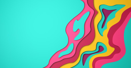 3D abstract background with paper cut shapes. Blank business cards in a sleek design.