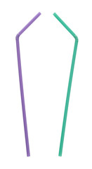 Upright bendy drinking straws isolated on white background as EU parliament votes to ban single-use plastics, including plastic straws