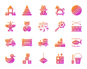 Baby Toy simple gradient icons vector set