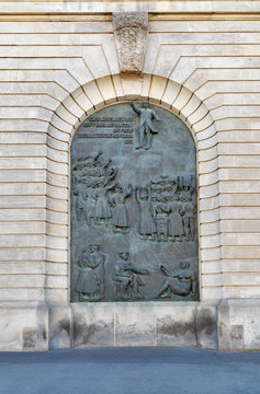 Karl Liebknecht bas relief in Berlin, Germany.
