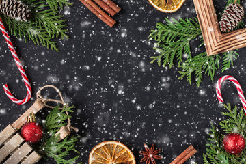 Christmas Scene. Holiday Greeting Card Design. Copyspace