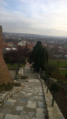 Graz clock tower view Austria staircase