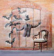 Halloween photozone with bats and ghost