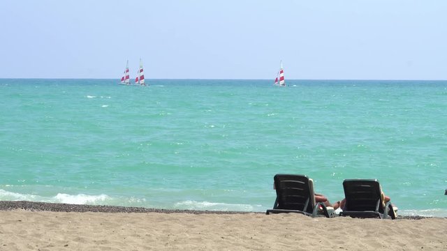 Beach-Side View With Lounge Chairs