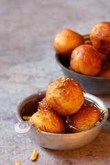 Homemade Gulab Jamun made of Semolina/ Diwali Sweets, selective focus