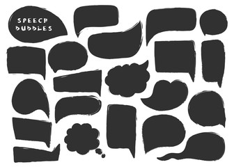 Fototapeta premium Various black speech bubbles. Hand drawn vector collection
