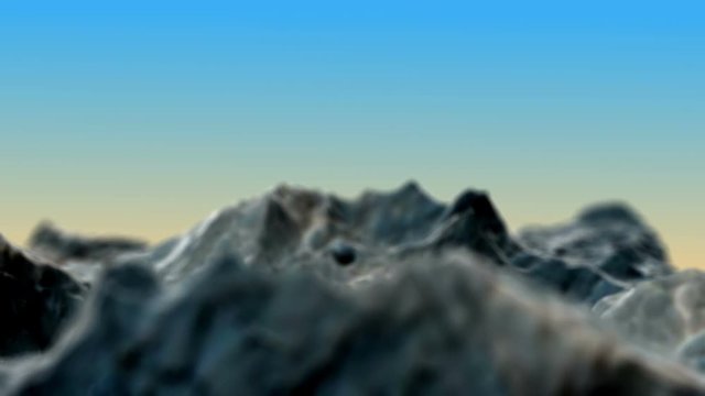 Rocky mountains peaks on sunrise. Background texture animation 3D rendering. Texture of this image furnished by NASA.