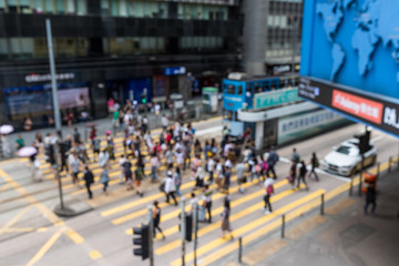 Blur of city view with people cross the road