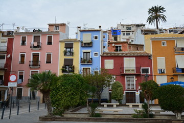 Fototapeta na wymiar Village Coloré Villajoyosa Espagne - Colorful Village Villajoyosa Spain