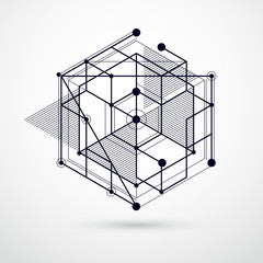 Trend isometric geometric pattern black and white background with bright blocks and cubes. Technical plan can be used in web design and as wallpaper or background. Perfect background for designs