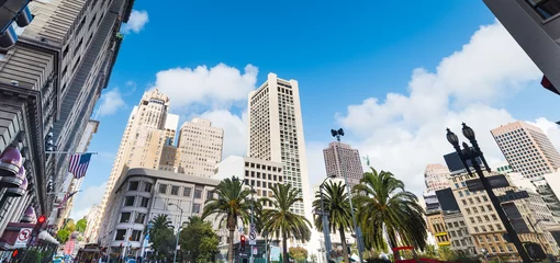 Fotobehang Union Square in San Francisco onder een blauwe lucht © Gabriele Maltinti