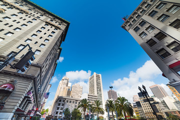 Fototapeta na wymiar Union square in San Franciscisco under a blue sky