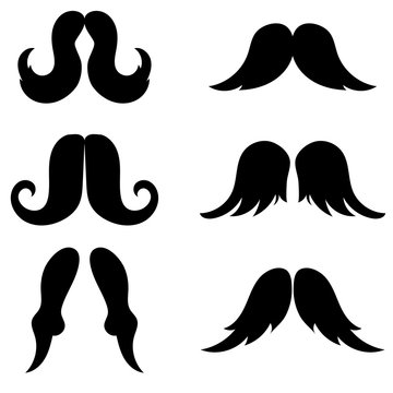 Moustache black silhouettes