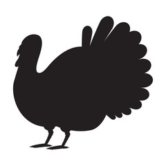 Turkey bird black silhouette. Vector icon isolated on white background.