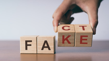 Fact or Fake concept, change wooden cube