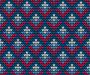 Seamless blue squares knitting wallpaper