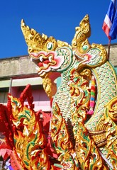 Thai pattern car decoration Buddha festival in south Thailand