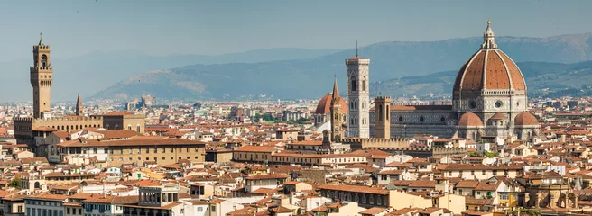 Wandcirkels tuinposter Panoramisch uitzicht op de Duomo in de prachtige stad Florence in Toscane, Italië © Michael Evans