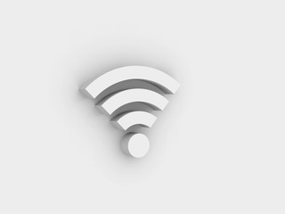 wifi icon on white background, 3d high key illustration