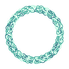 Round celtic knots frame. Traditional medieval frame pattern illustration. Scandinavian or Celtic ornament as border or frame