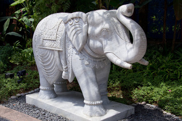Stone elephant statue in a park
