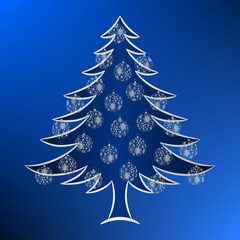Sapin et Boules Flocons Bleu