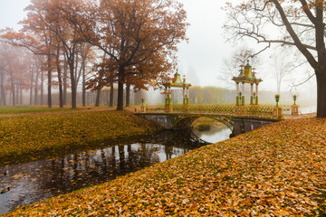 Small Chinese bridges in Alexander Park. St. Petersburg, Russia