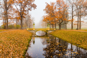 Small Chinese bridges in Alexander Park. St. Petersburg, Russia
