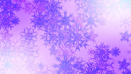 Abstract background with a variety of colorful snowflakes. Big and small.