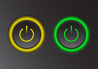 Power icon. Vector illustration on dark background. Power button logo.