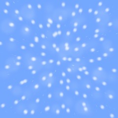 snowflakes falling on bright blue background with bokeh