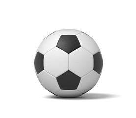 Naklejka premium 3d rendering of a single black and white leather ball for playing football or soccer.