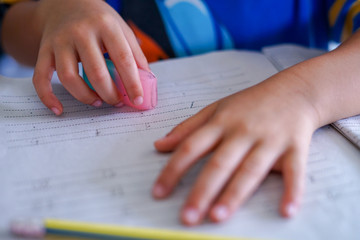 Little girl doing homework