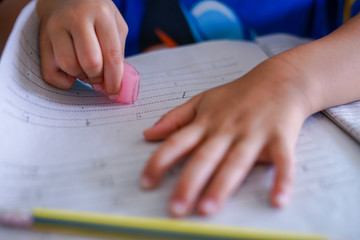 Little girl doing homework