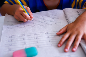Little girl doing homework