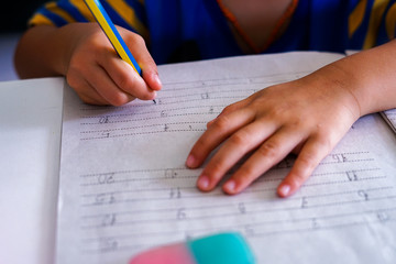 Little girl doing homework