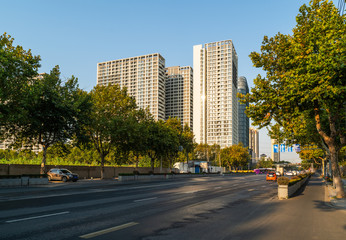 Modern technology apartment with city road in Nanjing