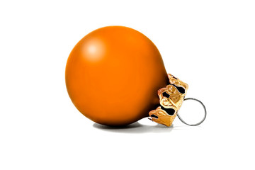 Merry Christmas: Colorful orange Christmas ball as festive Christmas decoration with colorful red...