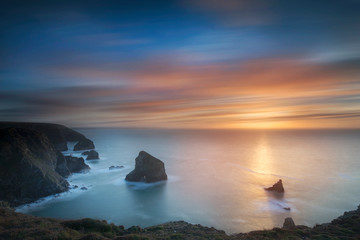 Sunset on Cornwall coast