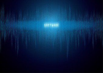 software on a black background with binary code