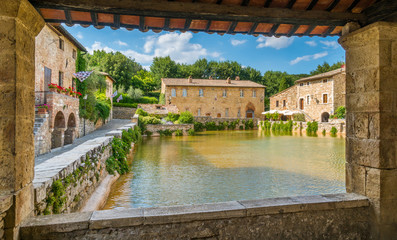 The picturesque Bagno Vignoni, near San Quirico d'Orcia, in the province of Siena. Tuscany, Italy.