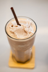 Glass of chocolate milkshake