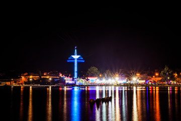 Vergnügungspark am Abend, Porec, Kroatien
