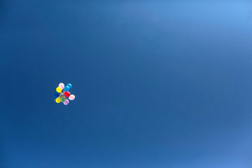 cards Flying color Balloons in the blue sky
