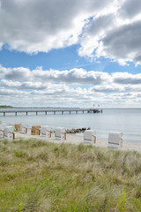 Strand und Seebrücke von Haffkrug bei Scharbeutz an der Ostsee,Schleswig-Holstein,Deutschland