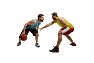 Fototapeta na wymiar Two basketball players in action