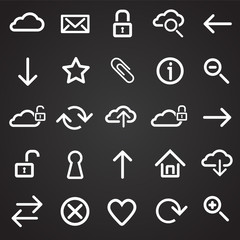 Web developer basic set on black background icons
