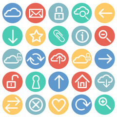 Web developer basic set on color circles white background set