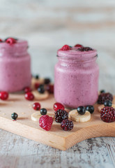 Soothie made of forest fruits and banana.